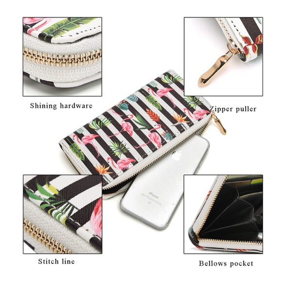 ✨Flamingo Patterned Zip Around Wallet✨ - Picture 6 of 7